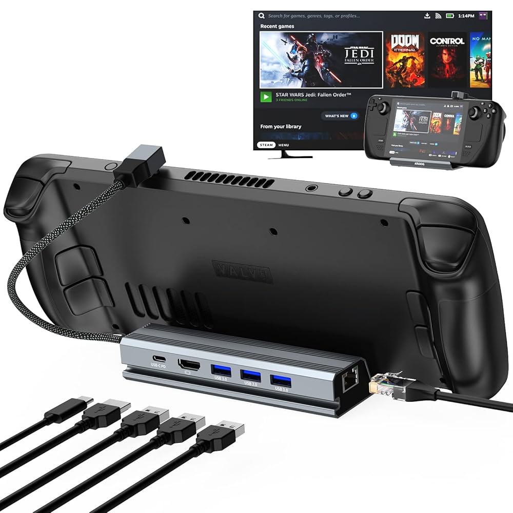 Steam Deck Dock, 6 in 1 Docking Station with HDMI 2.0 4K